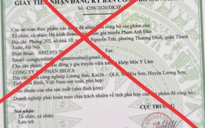 Cảnh báo giả mạo giấy tiếp nhận đăng ký công bố thuốc đông y gia truyền