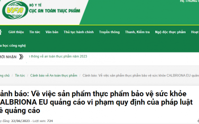 Vi phạm quảng cáo thực phẩm bảo vệ sức khỏe CALBRIONA EU