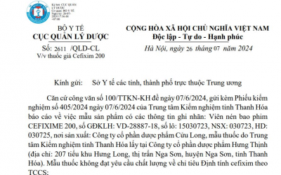 Phát hiện 3 lô thuốc Cefixime 200 giả tại một số địa phương