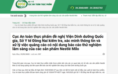 Cục An toàn thực phẩm yêu cầu làm rõ quảng cáo sản phẩm Nestlé Milo