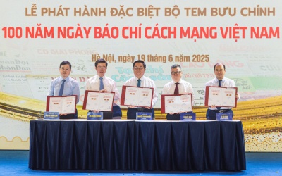Phát hành bộ tem đặc biệt kỷ niệm 100 năm Ngày Báo chí Cách mạng Việt Nam (1925-2025)