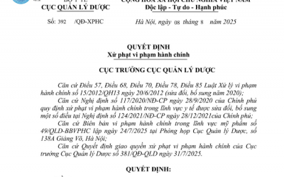 Xử phạt Công ty cổ phần chăm sóc sức khỏe và sắc đẹp Phú Thái