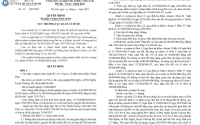 Dược phẩm Thành Phát bị phạt 180 triệu đồng, đình chỉ sản xuất hơn 4 tháng