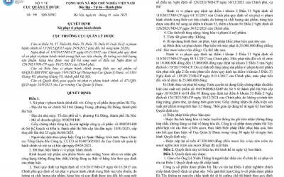 Vi phạm trong kinh doanh mỹ phẩm, Dược phẩm Hà Tây bị xử phạt