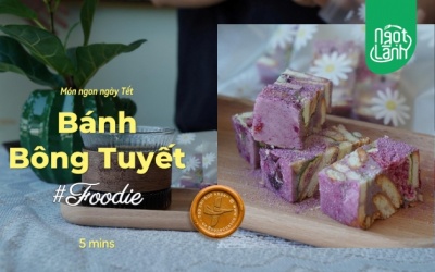 Tự làm Bánh bông tuyết Khoai lang tím giàu chất xơ, ít calo đón Tết