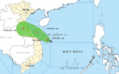 Áp thấp nhiệt đới hướng vào miền Trung, dự báo điểm mưa to