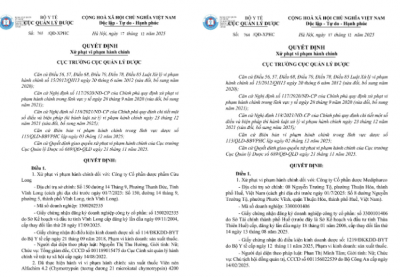 Xử phạt Dược phẩm Cửu Long và Dược Medipharco