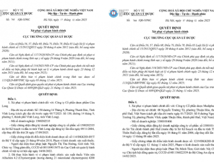 Xử phạt Dược phẩm Cửu Long và Dược Medipharco