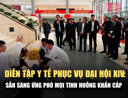 Toàn cảnh diễn tập xử lý 4 tình huống y tế khẩn cấp phục vụ Đại hội Đảng toàn quốc lần thứ XIV