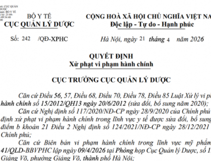 Vi phạm hồ sơ pháp lý, Công ty thương mại dịch vụ BB Việt Nam bị phạt 75 triệu đồng