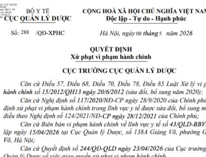 Vi phạm lưu hành thuốc, PHAPHARCO bị xử phạt 145 triệu đồng