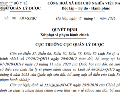 Xử phạt Công ty Cổ phần Dược phẩm Cửu Long