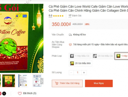 Sản phẩm Love World Nutrition Coffee bị 'tuýt còi' do vi phạm quảng cáo