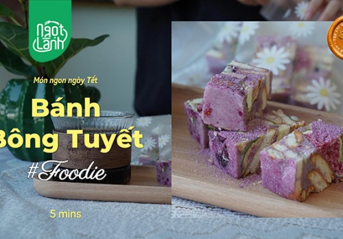 Tự làm Bánh bông tuyết Khoai lang tím giàu chất xơ, ít calo đón Tết