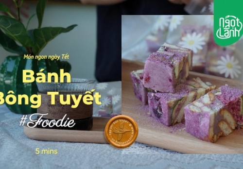 Tự làm Bánh bông tuyết Khoai lang tím giàu chất xơ, ít calo đón Tết