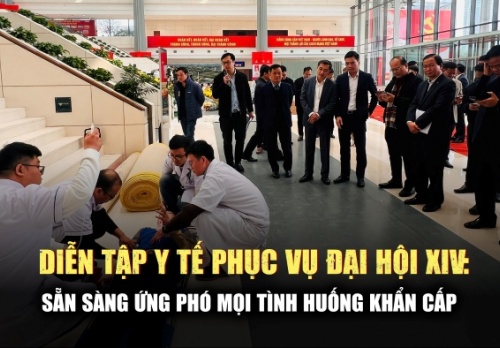 Toàn cảnh diễn tập xử lý 4 tình huống y tế khẩn cấp phục vụ Đại hội Đảng toàn quốc lần thứ XIV