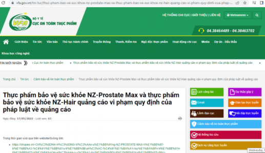 Cảnh báo sản phẩm NZ-Prostate Max và NZ-Hair quảng cáo gây hiểu nhầm như thuốc chữa bệnh
