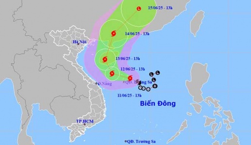 Bão số 1 hoàn lưu lệch vào đất liền, Trung Bộ khả năng mưa lớn