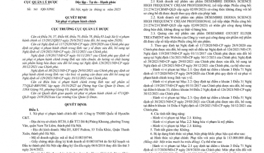 Xử phạt Công ty TNHH Quốc tế HyunJin C&T