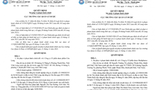 Xử phạt Dược phẩm Cửu Long và Dược Medipharco