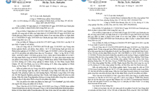 Thu hồi kem thoa da Tiacortisol và dung dịch vệ sinh phụ nữ Fresh & Care