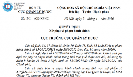 Vi phạm hồ sơ pháp lý, Công ty thương mại dịch vụ BB Việt Nam bị phạt 75 triệu đồng