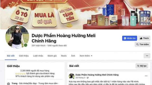 Bộ Y tế đề nghị xử lý vi phạm Fanpage 'Dược phẩm Hoàng Hường Meli chính hãng'
