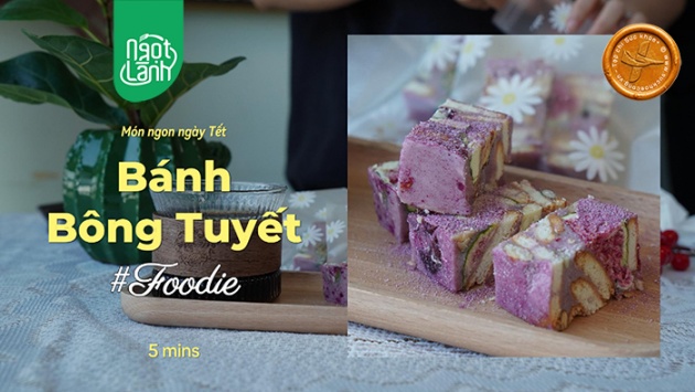 Tự làm Bánh bông tuyết Khoai lang tím giàu chất xơ, ít calo đón Tết